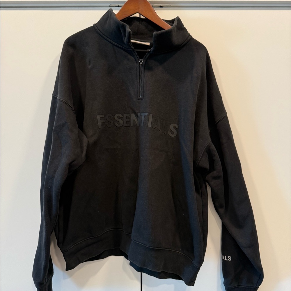 Essentials Men's Black Zip-Up Sweater Size L